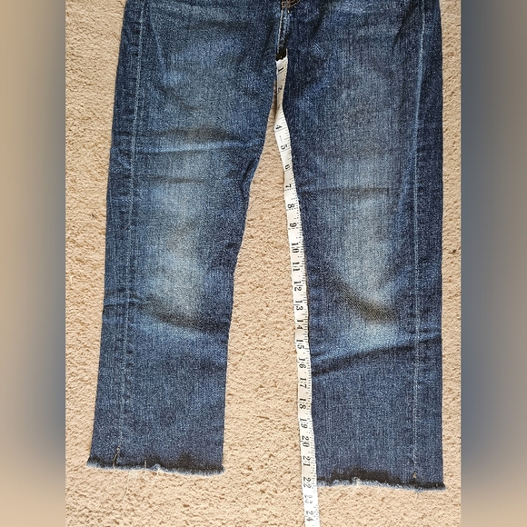 7 For All Mankind 27 Cropped Bootcut Dark Blue Straight Jeans - Picture 7 of 7